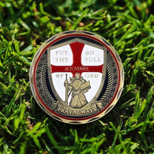 Put On the Full Armor of God Challenge Coin Crusader Pray Always Collectible Coin mysite
