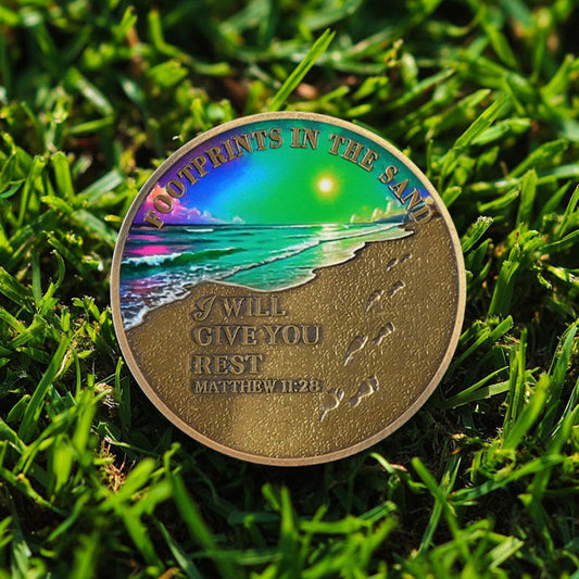 Beach Footprints Religious Coin mysite