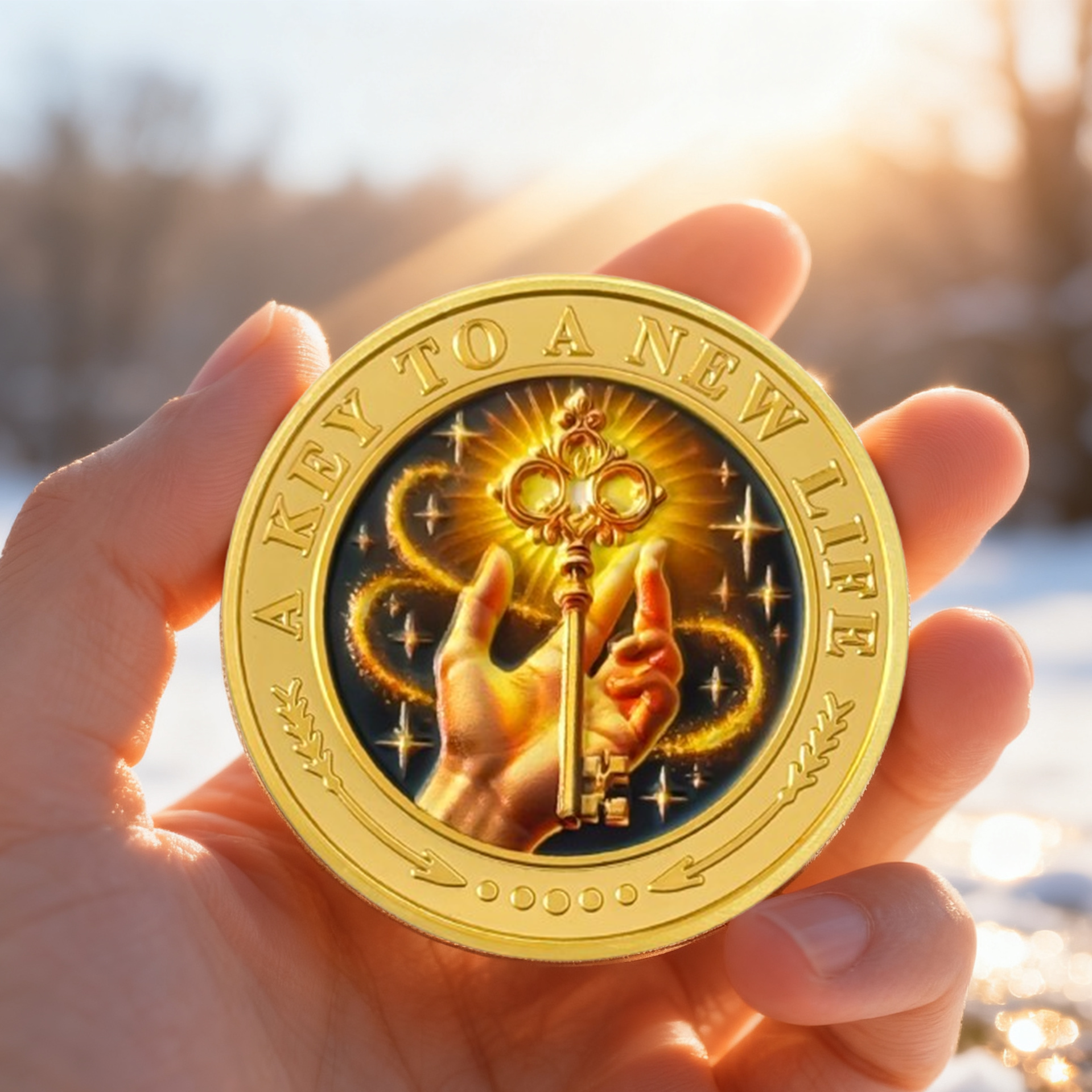The Key to A New Chapter AA Sobriety Coin mysite