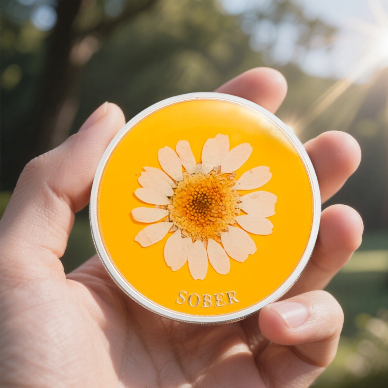 Real Dried Pressed Flowers Handmade Daisy Resin Sobriety Coin mysite