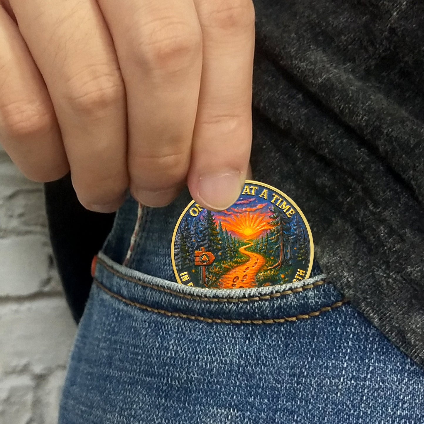 Personalized Step by Step Forest Sobriety Coin mysite