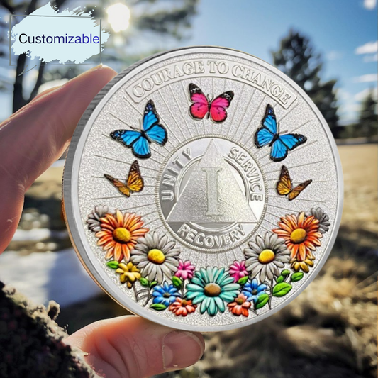Personalized Recovery Colorful Sunflower Sobriety Coin mysite