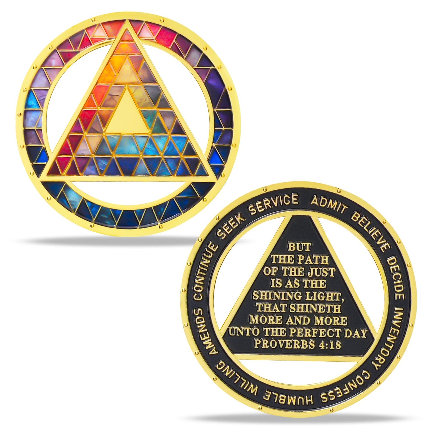 Personalized Hollowed-Out Iridescent Glass Rainbow Sobriety Coin mysite