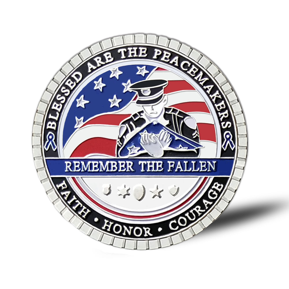 LEO Challenge Coin Blue Lives Matter Remember the Fallen Police Silver Medallion mysite