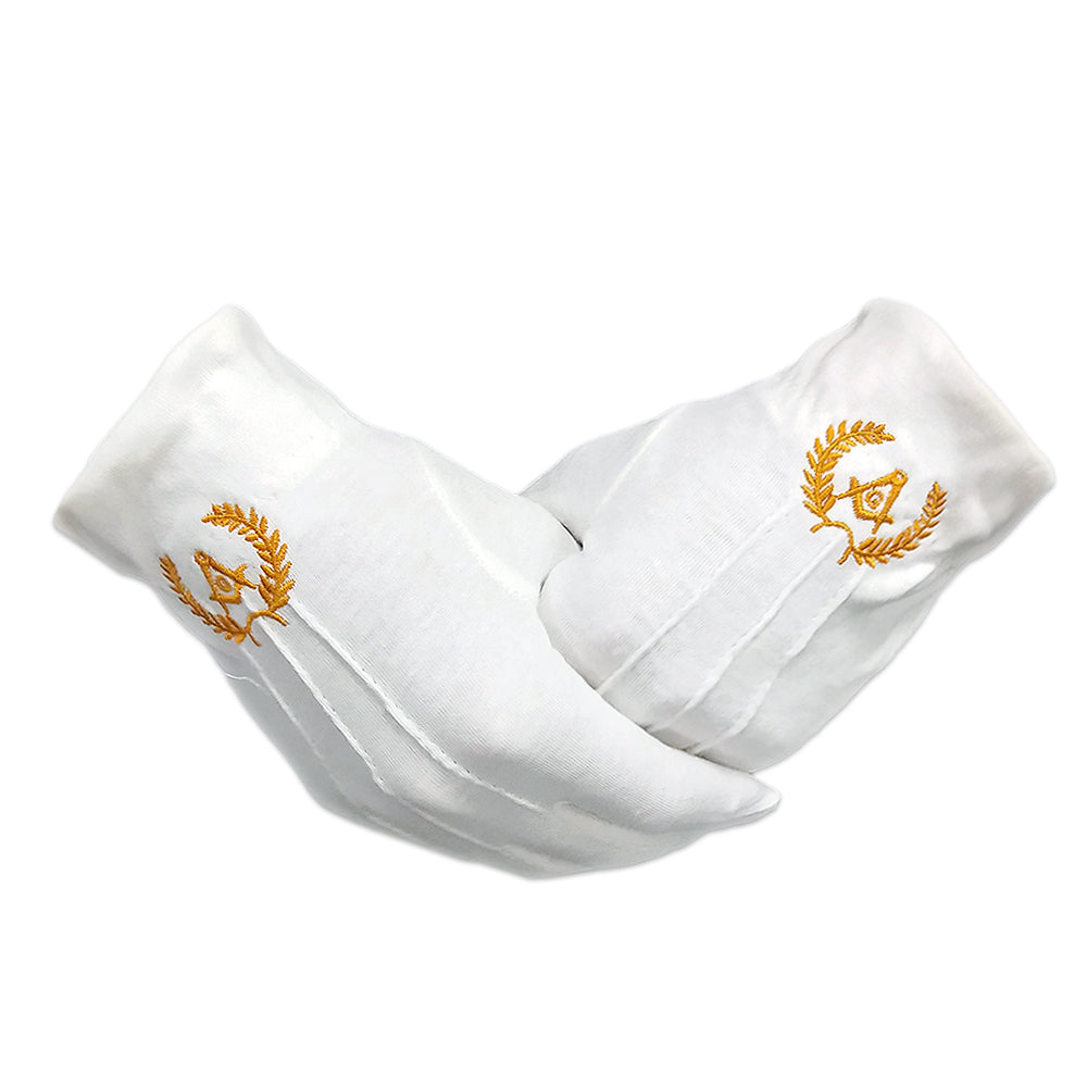 Masonic Yellow Square & Compass White Gloves mysite