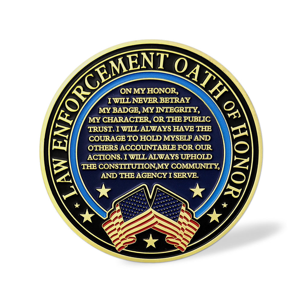Law Enforcement Oath of Honor Blue Line Police Challenge Coin mysite