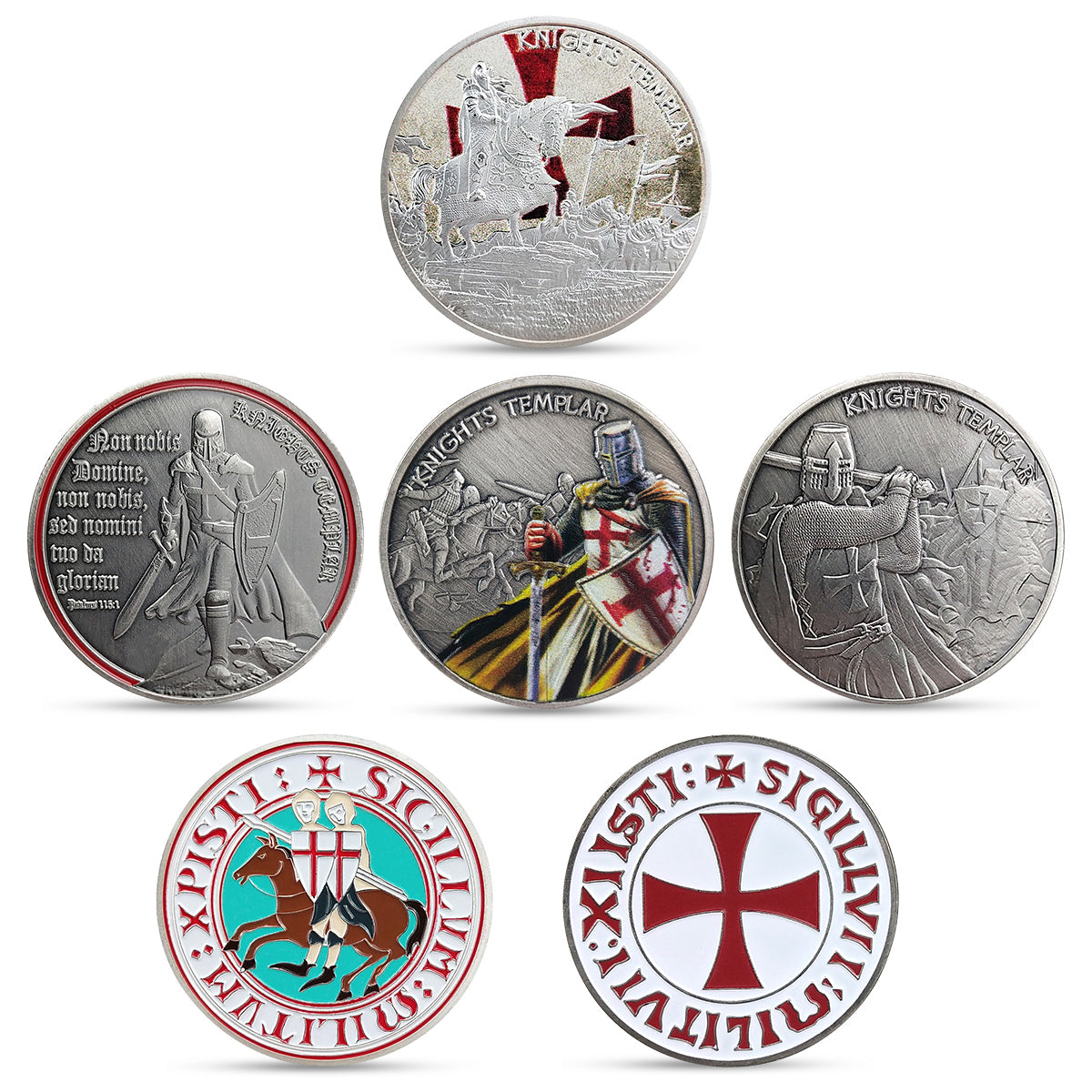 4 Pcs Bundle Knight Templar Red Cross Challenge Coin Gift Set mysite