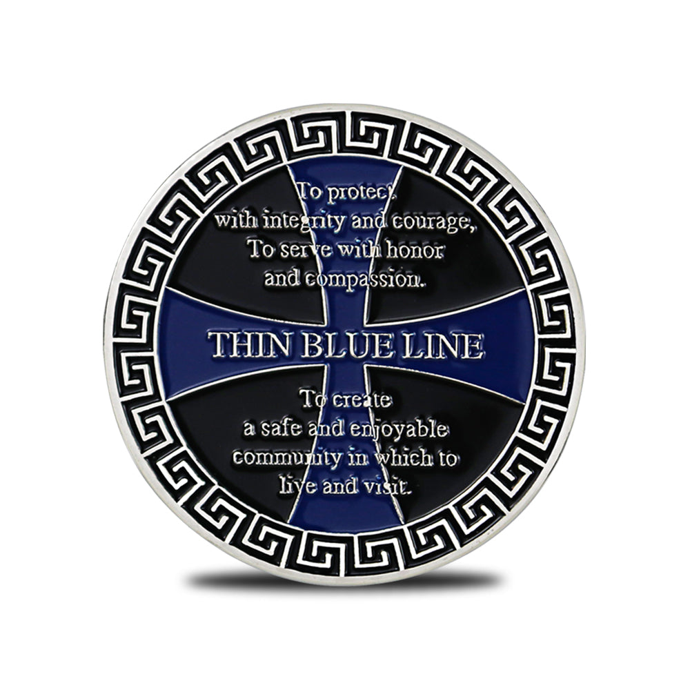 Thin Blue Police Line Challenge Coin Crusader Warrior Blessd Law Enforcement Gift Coin mysite