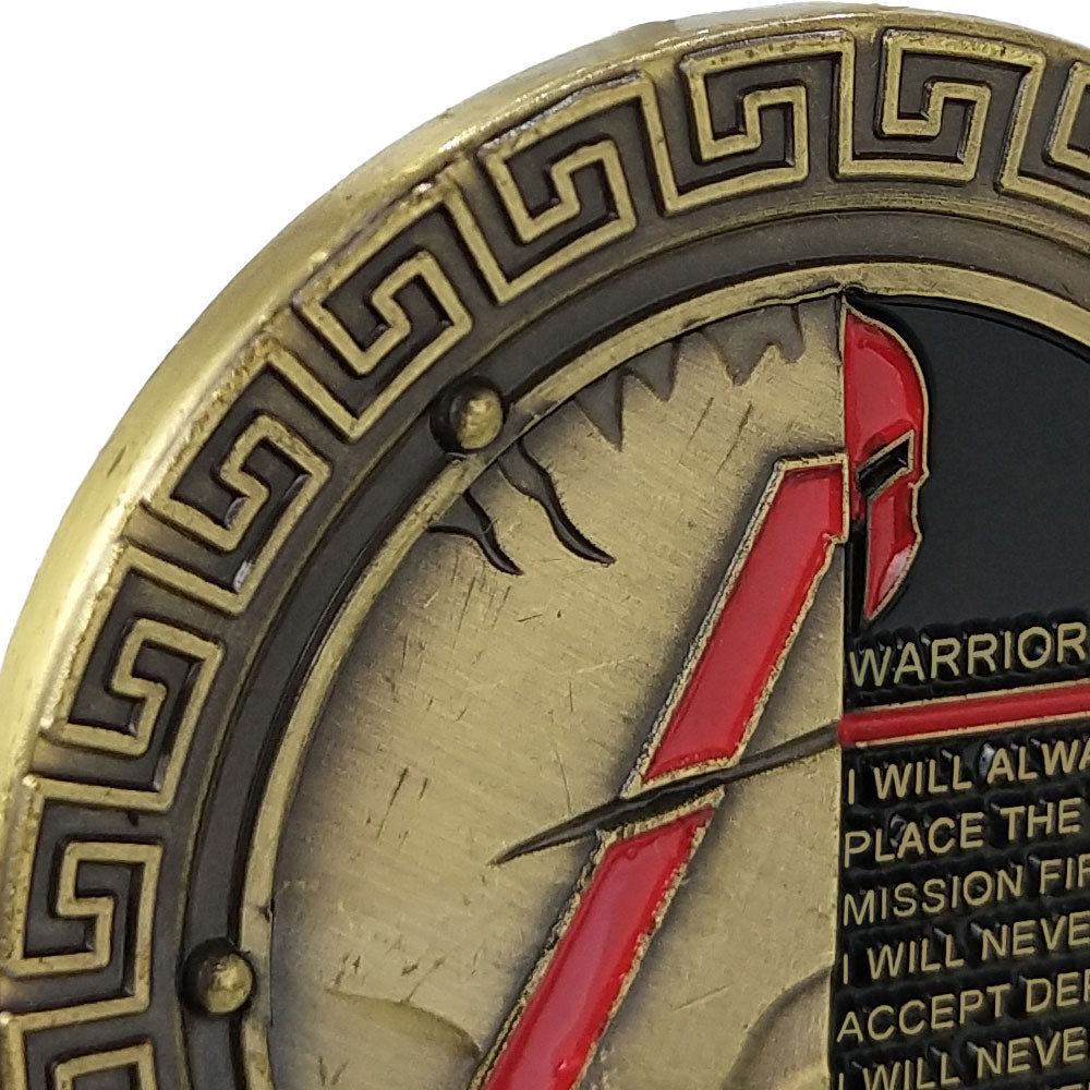 Soldier Brave as Spartan Challenge Coin Warrior Ethos Military Collecitble mysite