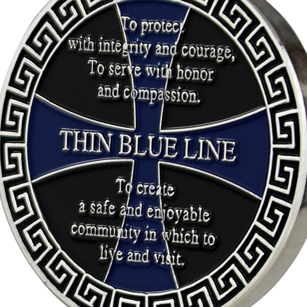 Thin Blue Police Line Challenge Coin Crusader Warrior Blessd Law Enforcement Gift Coin mysite