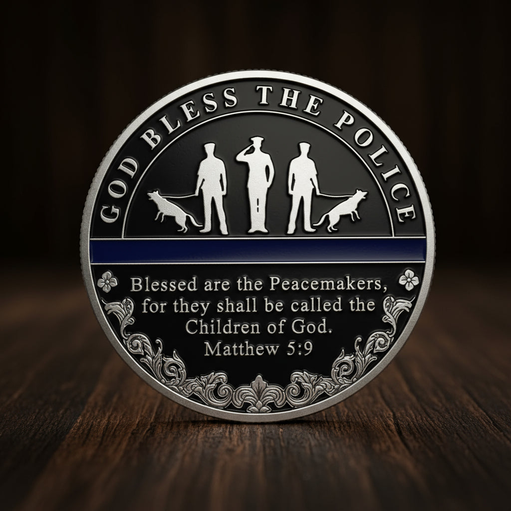 Police Badge Challenge Coin God Bless the Officer & K9 Group Matthew 5:9 mysite