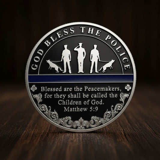 Police Badge Challenge Coin God Bless the Officer & K9 Group Matthew 5:9 mysite