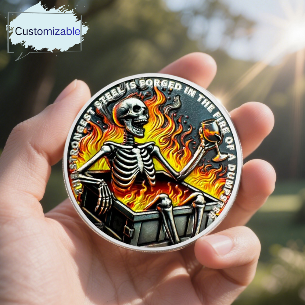 Personalized Dumpster Fire Skull Sobriety Coin mysite