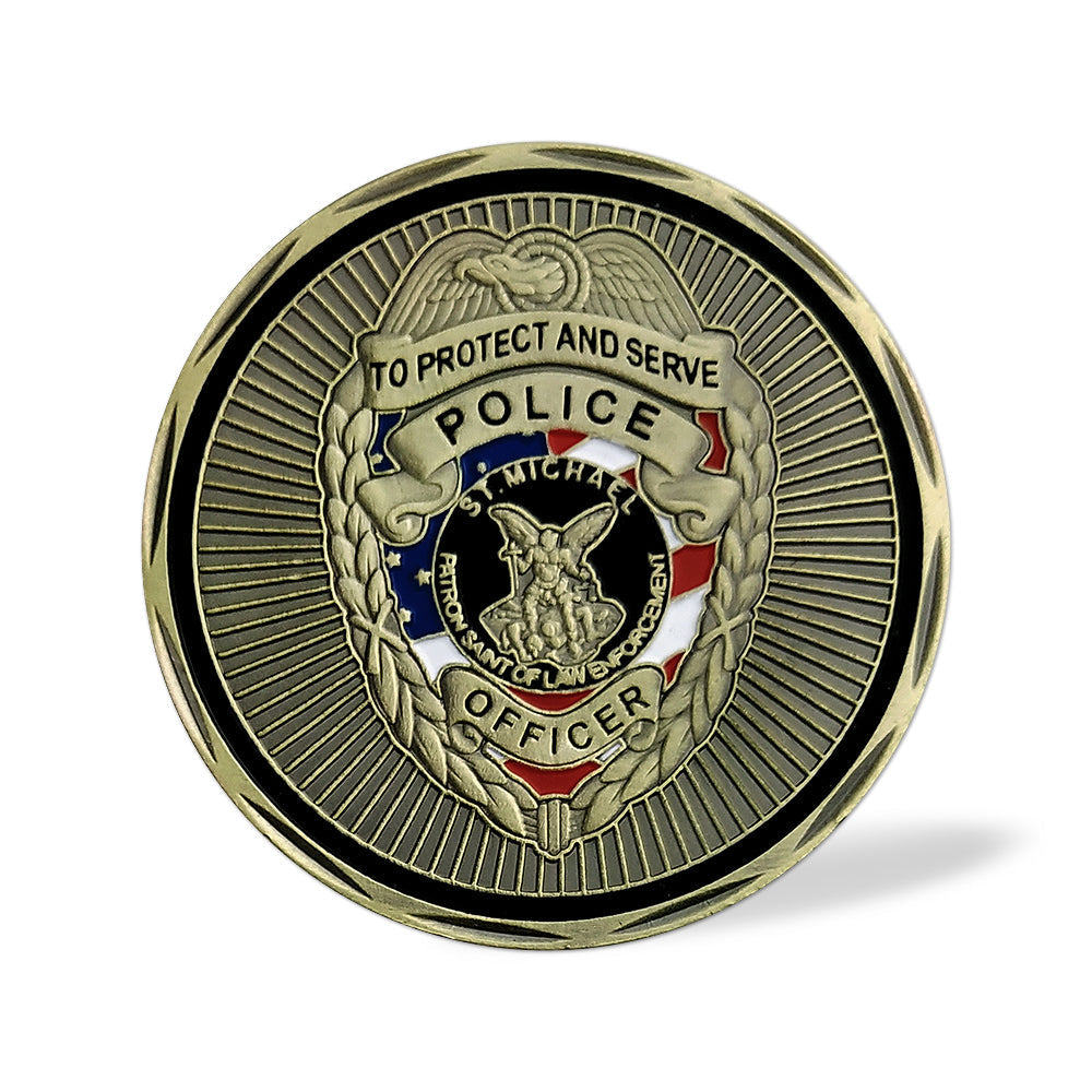 Thin Blue Line Skull St Michael Police Challenge Coin mysite