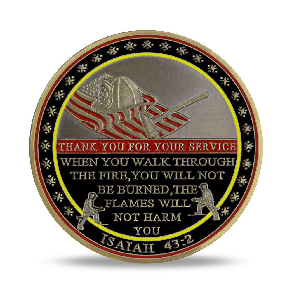 Firefighter Prayer Challenge Coin Isaiah 43:2 Firemans Honor Collectible Coin mysite