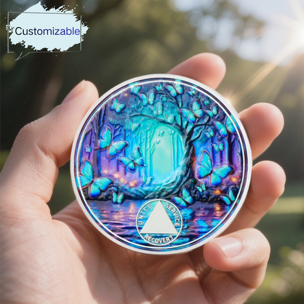 Personalized Butterfly Forest Sobriety Coin mysite