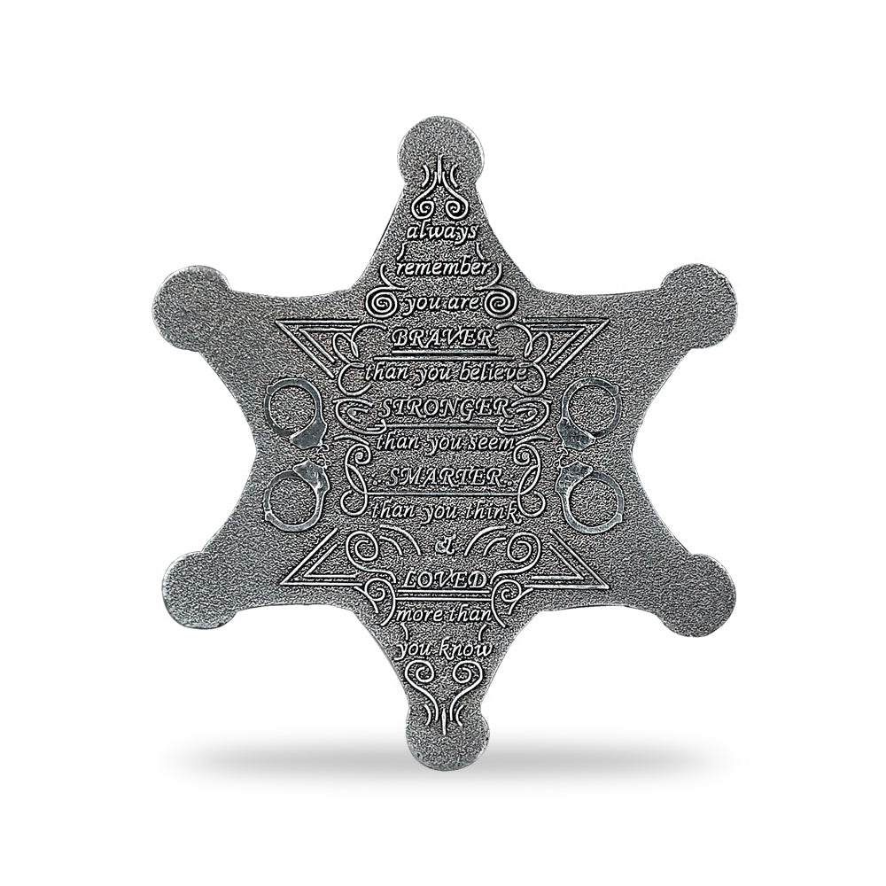 Sheriff Six Pointed Star Police Challenge Coin with Blue Gem Collectible Gift Coin mysite