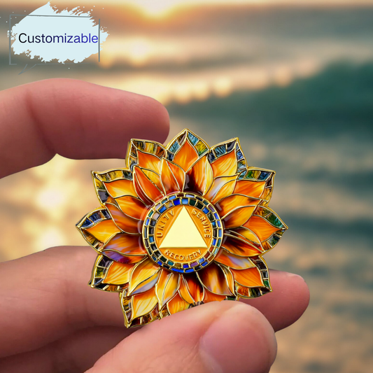 Personalized Sunflower Sobriety Coin mysite