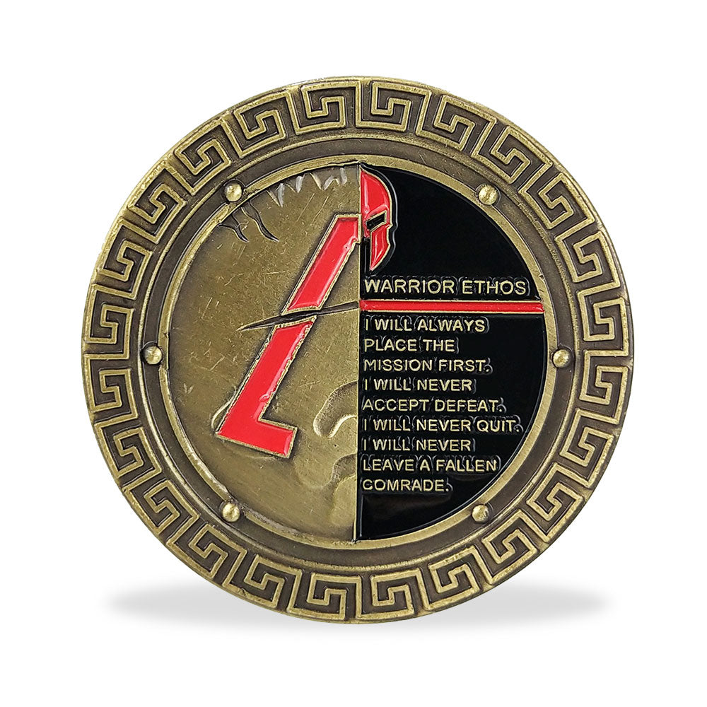 Soldier Brave as Spartan Challenge Coin Warrior Ethos Military Collecitble mysite