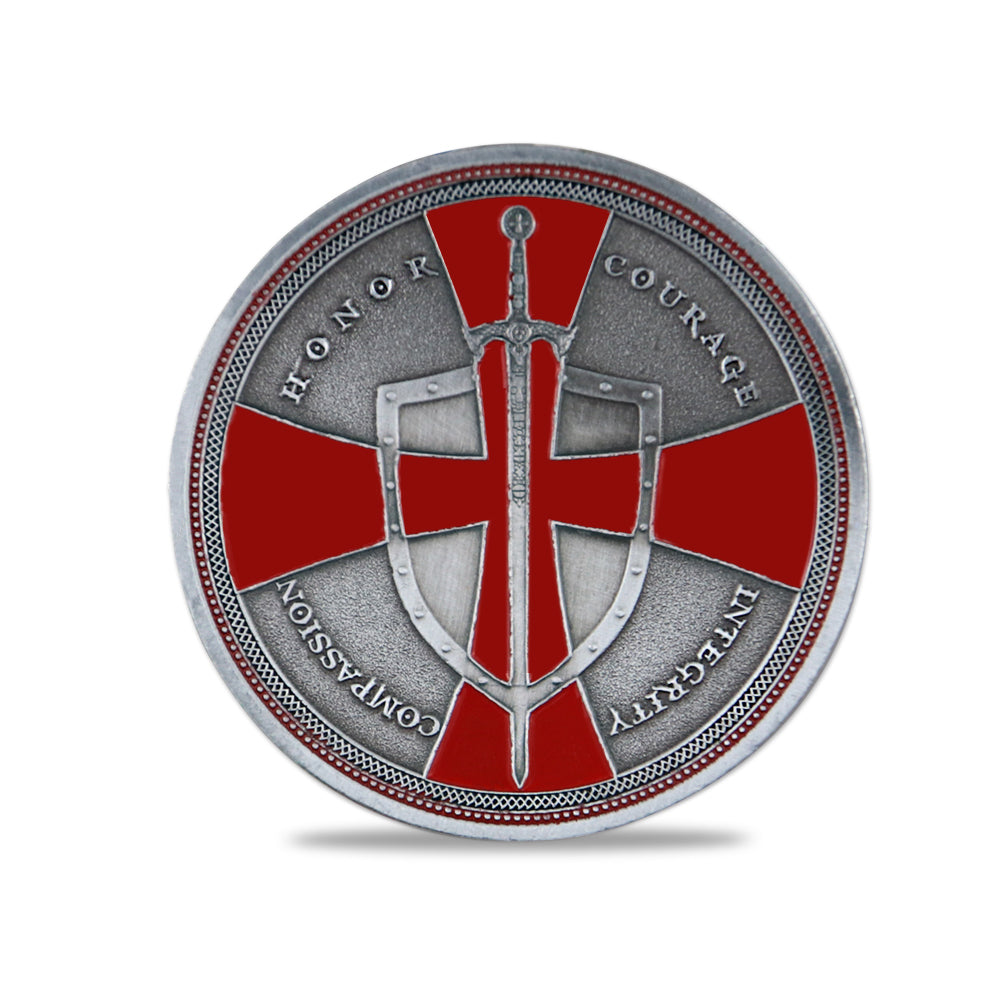 Knights Templar Cross Challenge Coin Crusader Sword and Shield Life Creed Token mysite