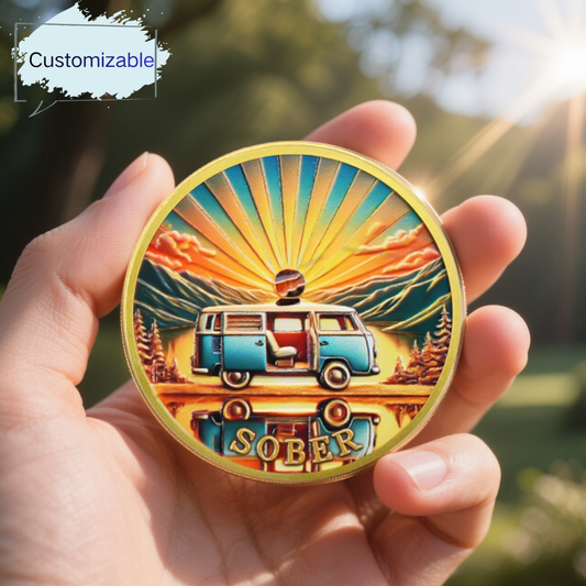 Personalized Rolling Toward Recovery Sobriety Coin mysite