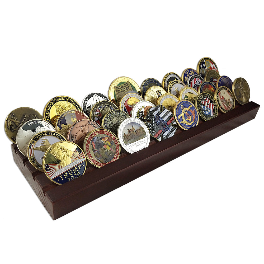 4 Rows Cherry Plank Challenge Coin Display mysite