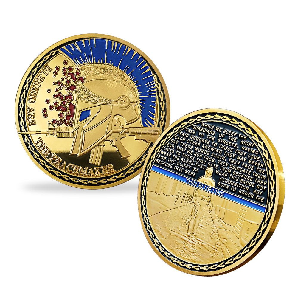 5 Pcs Spartan Helmets Thin Blue Line Police Challenge Coins Gift Set mysite