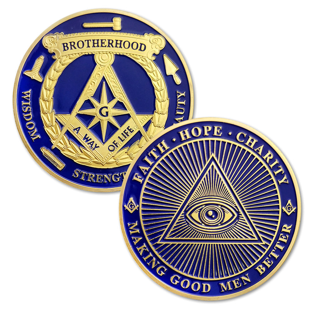 Freemasonry Brotherhood Gold Masonic Challenge Coin mysite