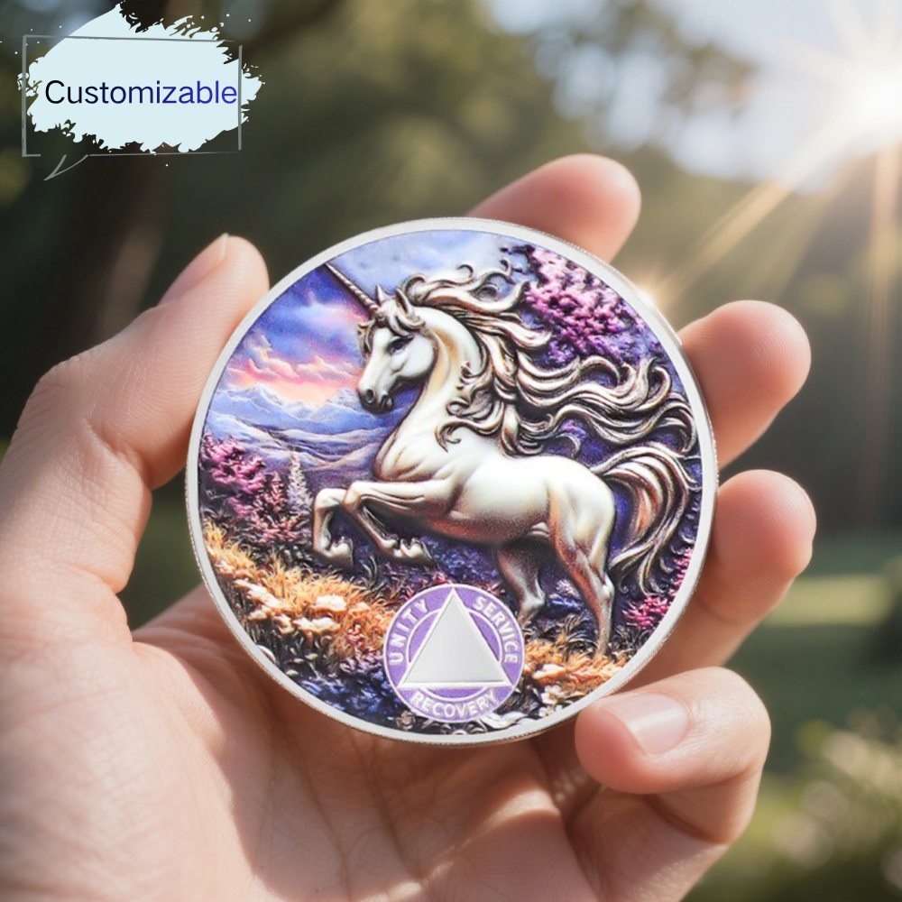 Personalized Pure Unicorn Religious Sobriety Coin mysite