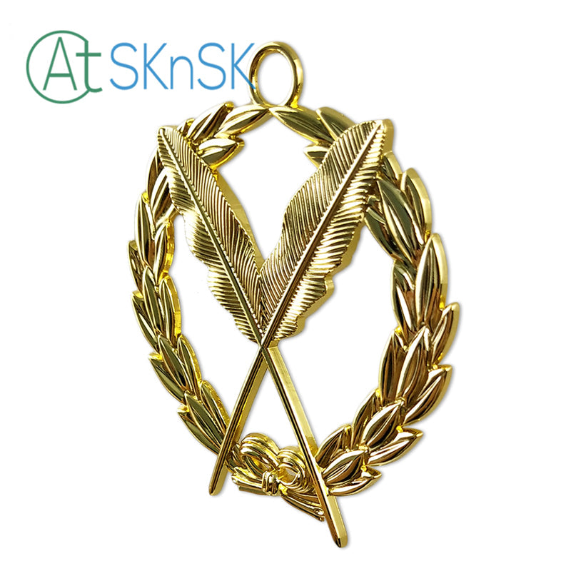 Masonic Secretary Gold Jewel Pendant the Feather Quill mysite