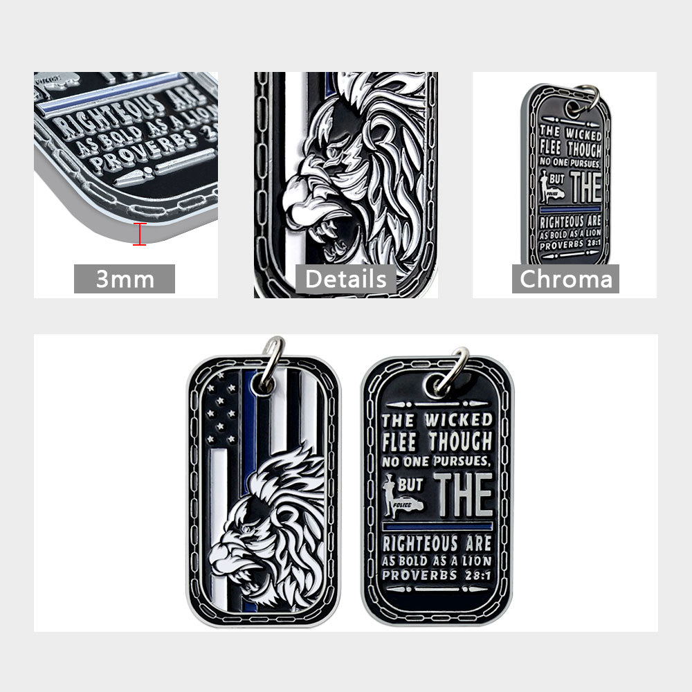 LEO Challenge Coin A Thin Blue Line Dog Tag Police Lion Featured Collectible mysite
