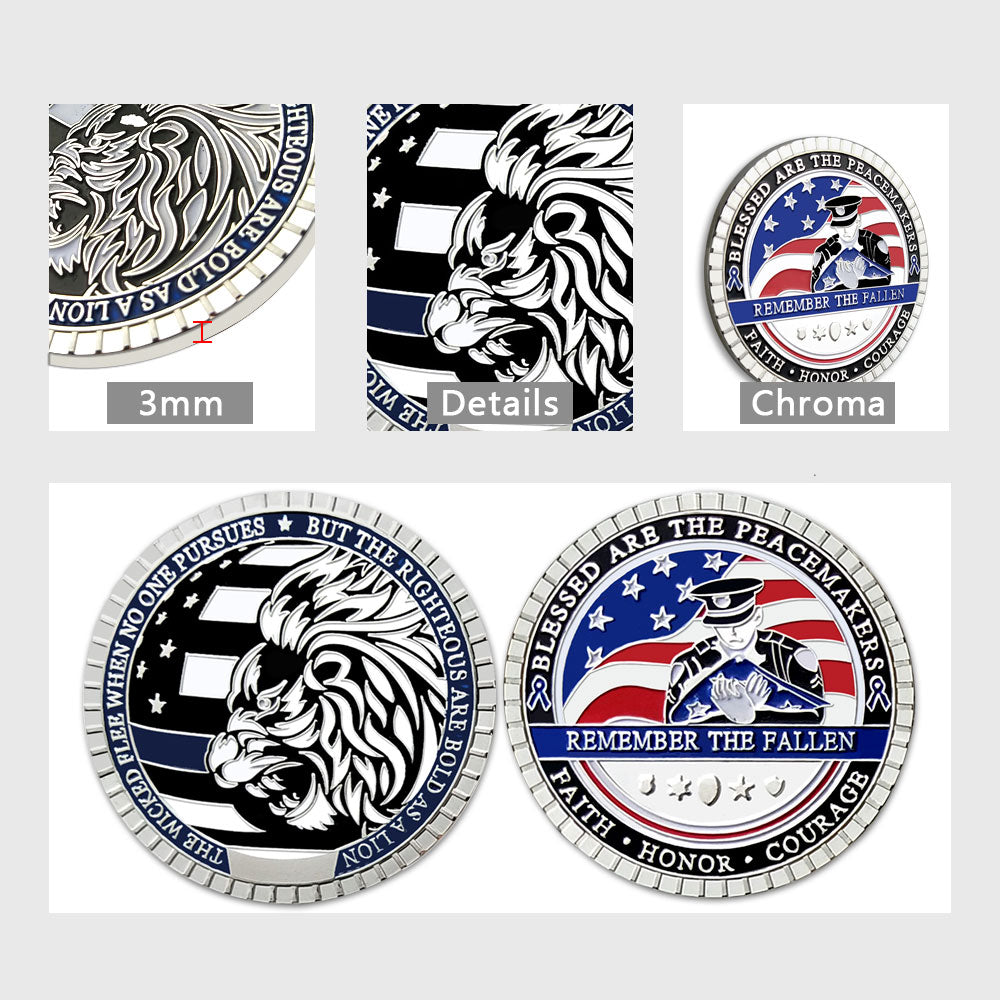 LEO Challenge Coin Blue Lives Matter Remember the Fallen Police Silver Medallion mysite