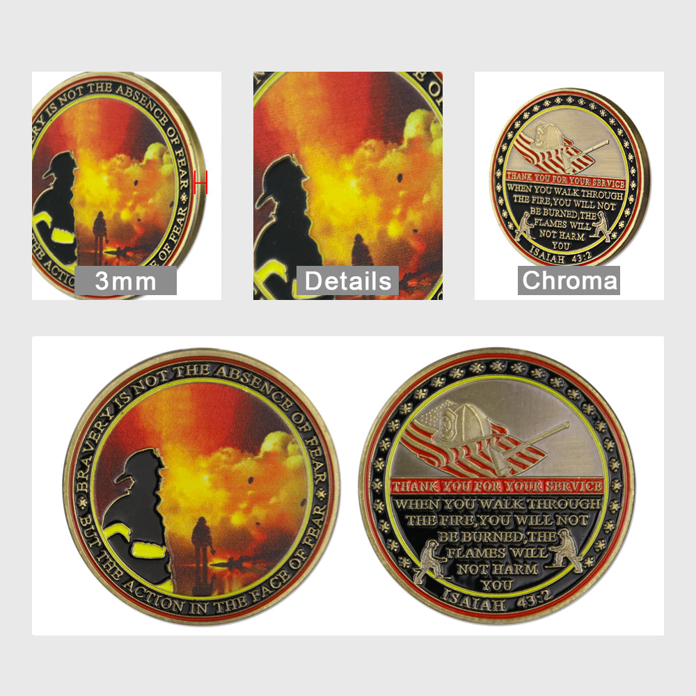 Firefighter Prayer Challenge Coin Isaiah 43:2 Firemans Honor Collectible Coin mysite