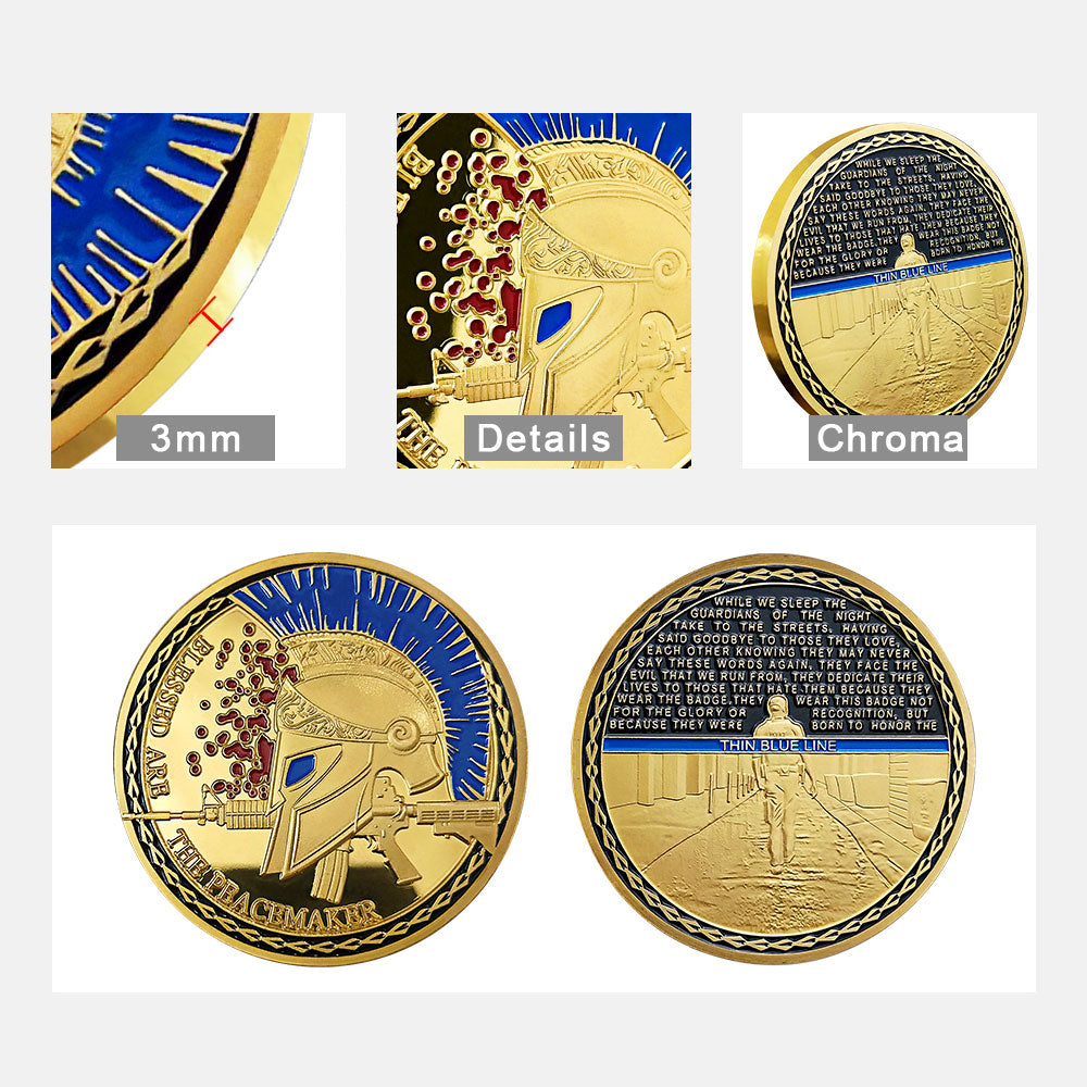 5 Pcs Spartan Helmets Thin Blue Line Police Challenge Coins Gift Set mysite