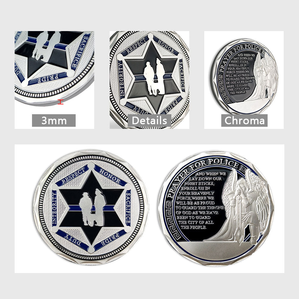Sheriff Challenge Coin Six Pointed Star Silver Police Badge St Michael Coin mysite