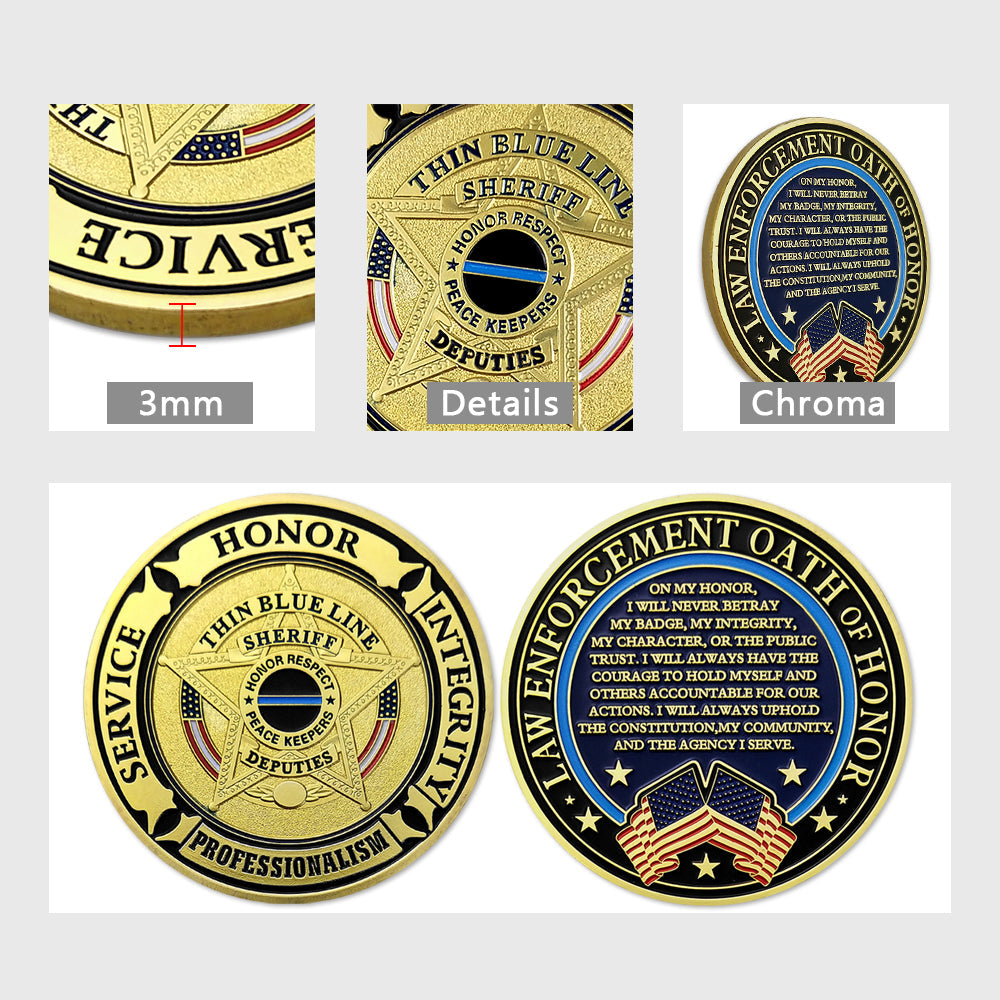 Law Enforcement Oath of Honor Blue Line Police Challenge Coin mysite