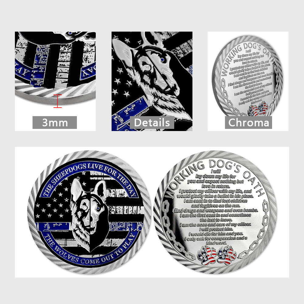 US Working Dog’s Oath The Thin Blue Line Police Challenge Coin mysite