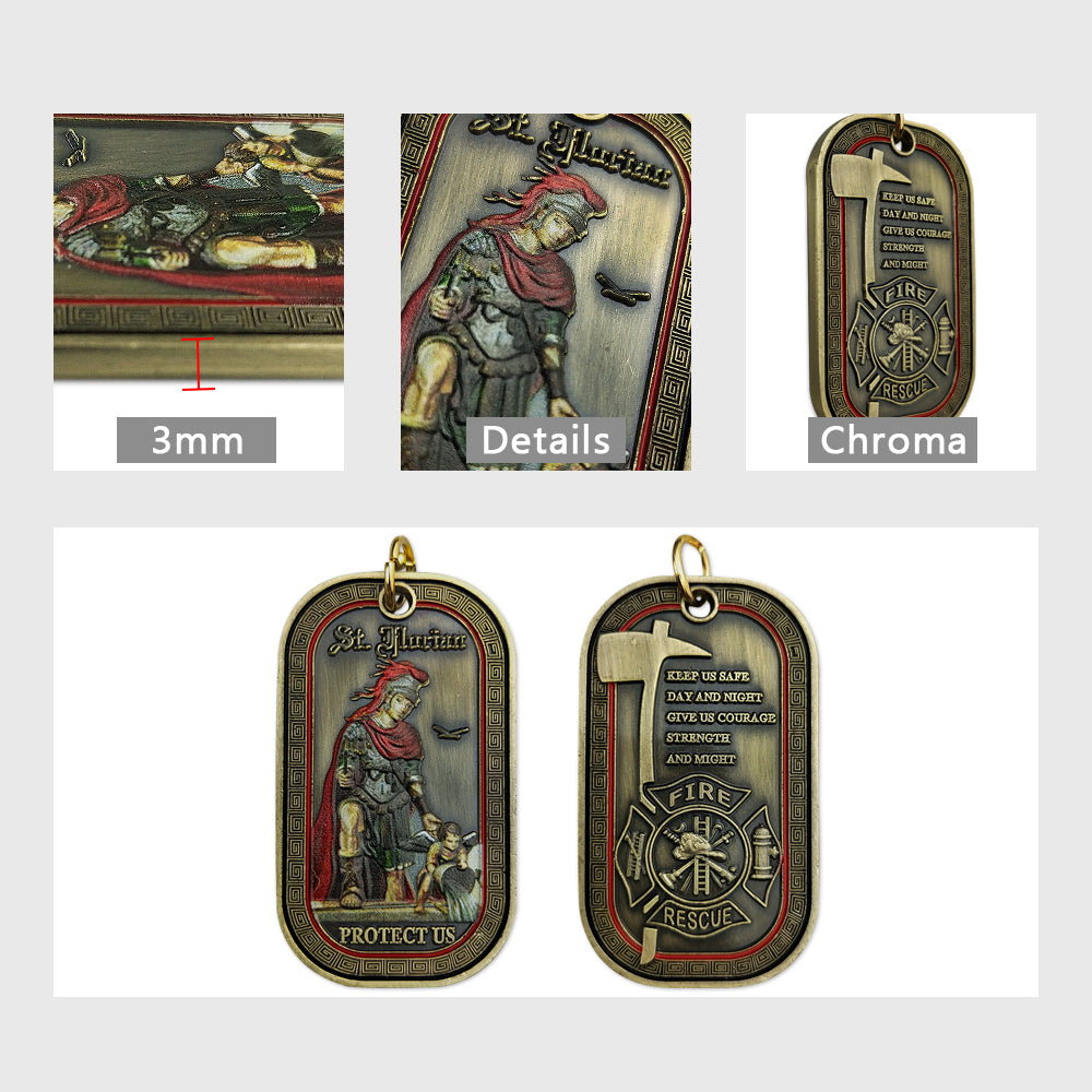 Saint Florian firefighter Prayer Challenge Coin Dog Tag mysite