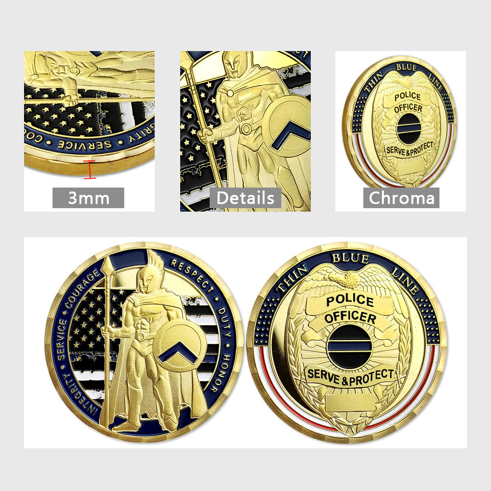 5 Pcs Thin Blue Line Police Challenge Coin Gift Set mysite