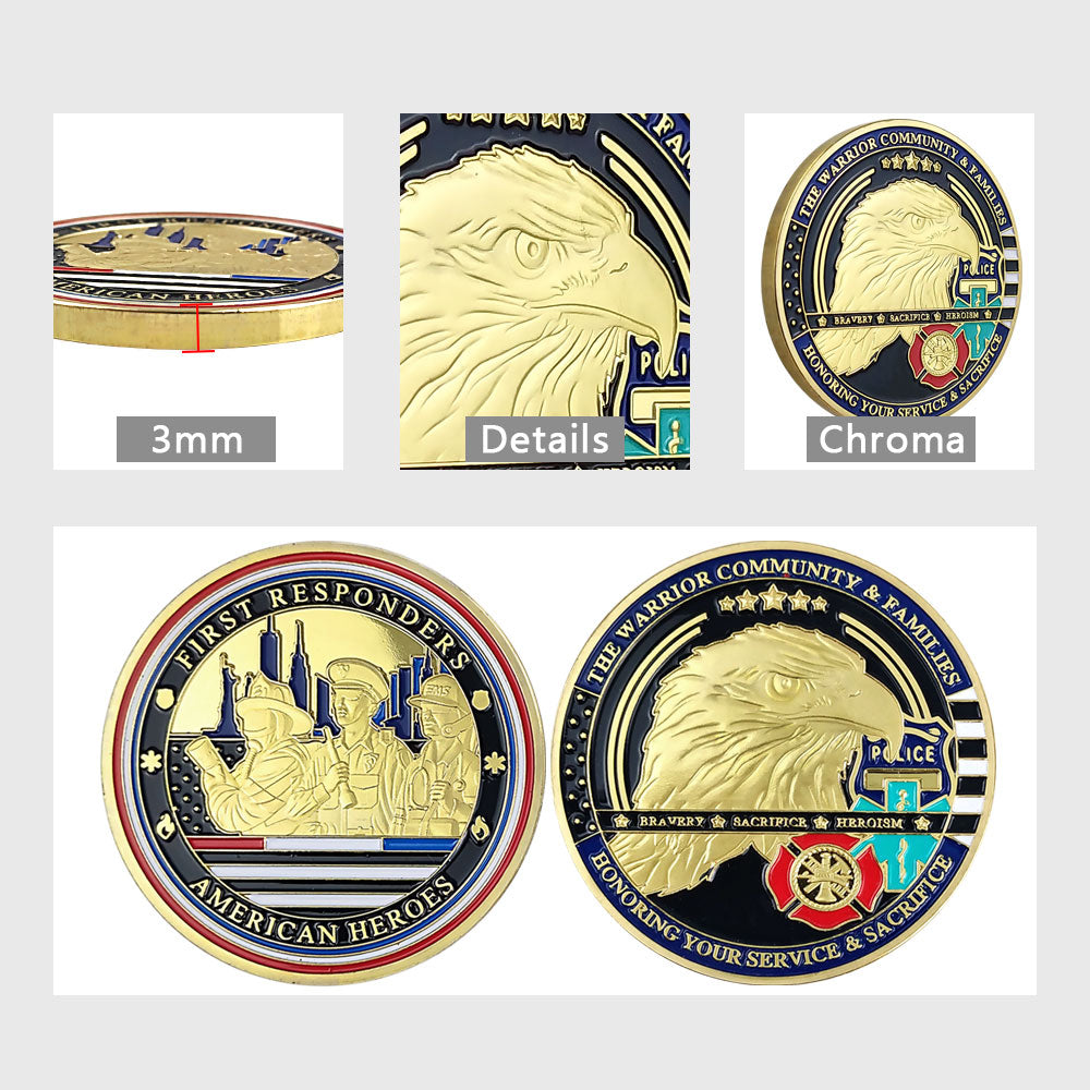 Red White Blue Line Hero Veteran Police Challenge Coin mysite