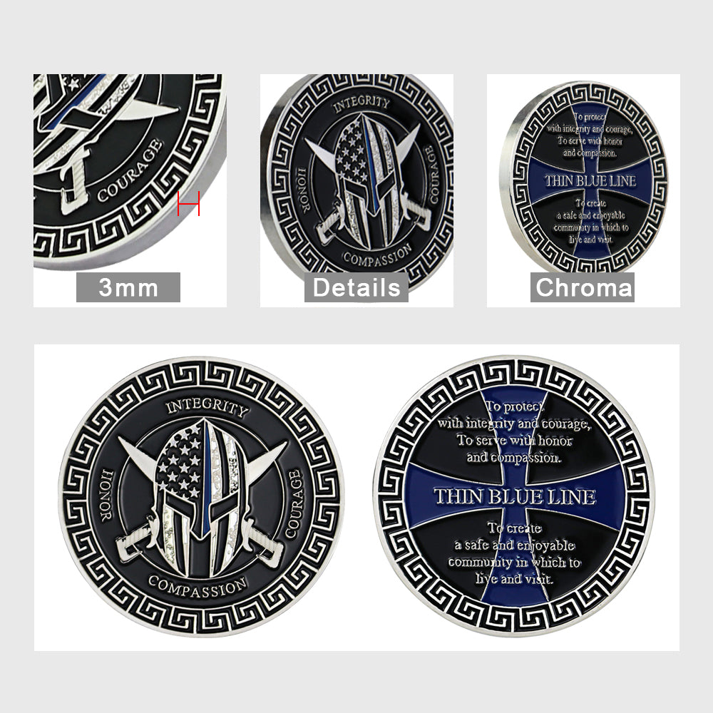 Thin Blue Police Line Challenge Coin Crusader Warrior Blessd Law Enforcement Gift Coin mysite