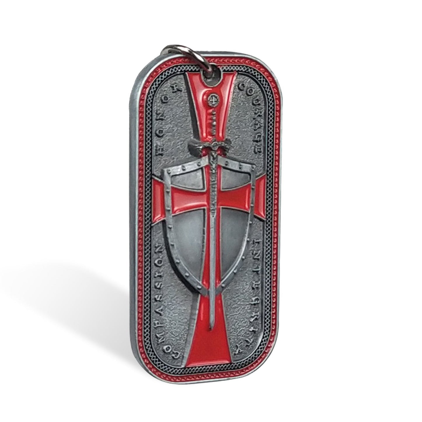 Knights Templar Cross Dog Tag Crusader Sword and Shield Life Creed Necklace mysite