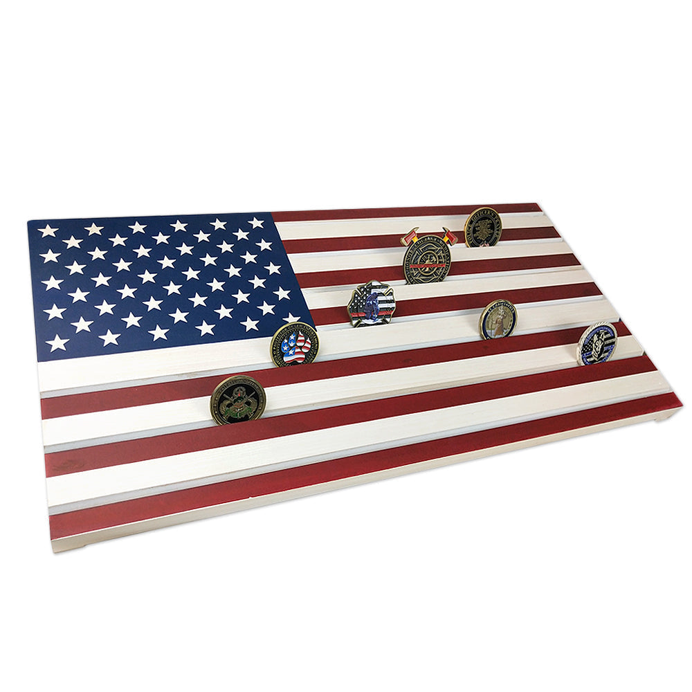 Thin Blue Line/ Stars and Stripes Engraving Challenge Coin Display mysite