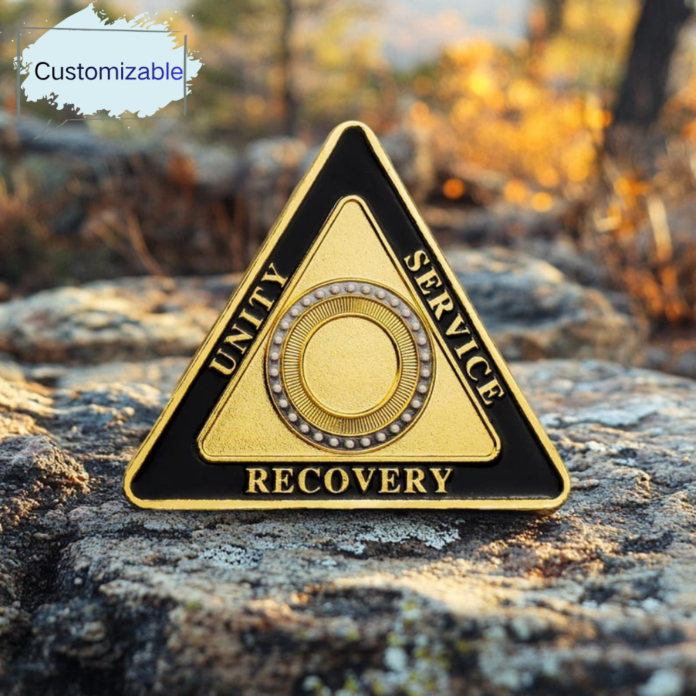 Personalized Triangle Glimmer Amber Dream Sobriety Coin mysite