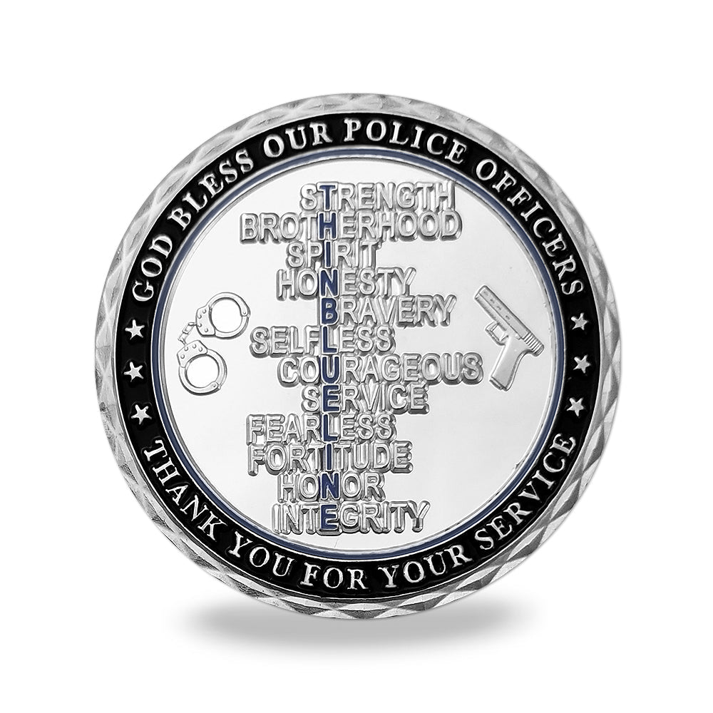 Warrior With Spear and Shield Challenge Coin Thin Blue Line Police Officers Gift Coin mysite