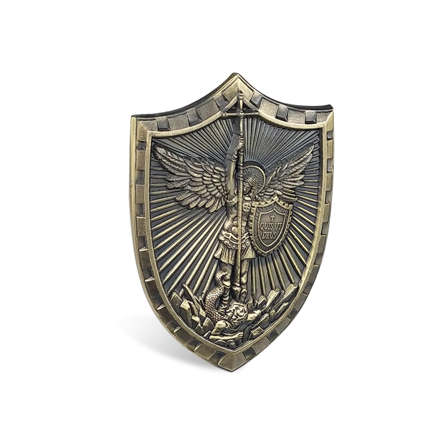 St Micheal Archangel Shield Challenge Coin Quis ut Deus Christian Gift for Men mysite