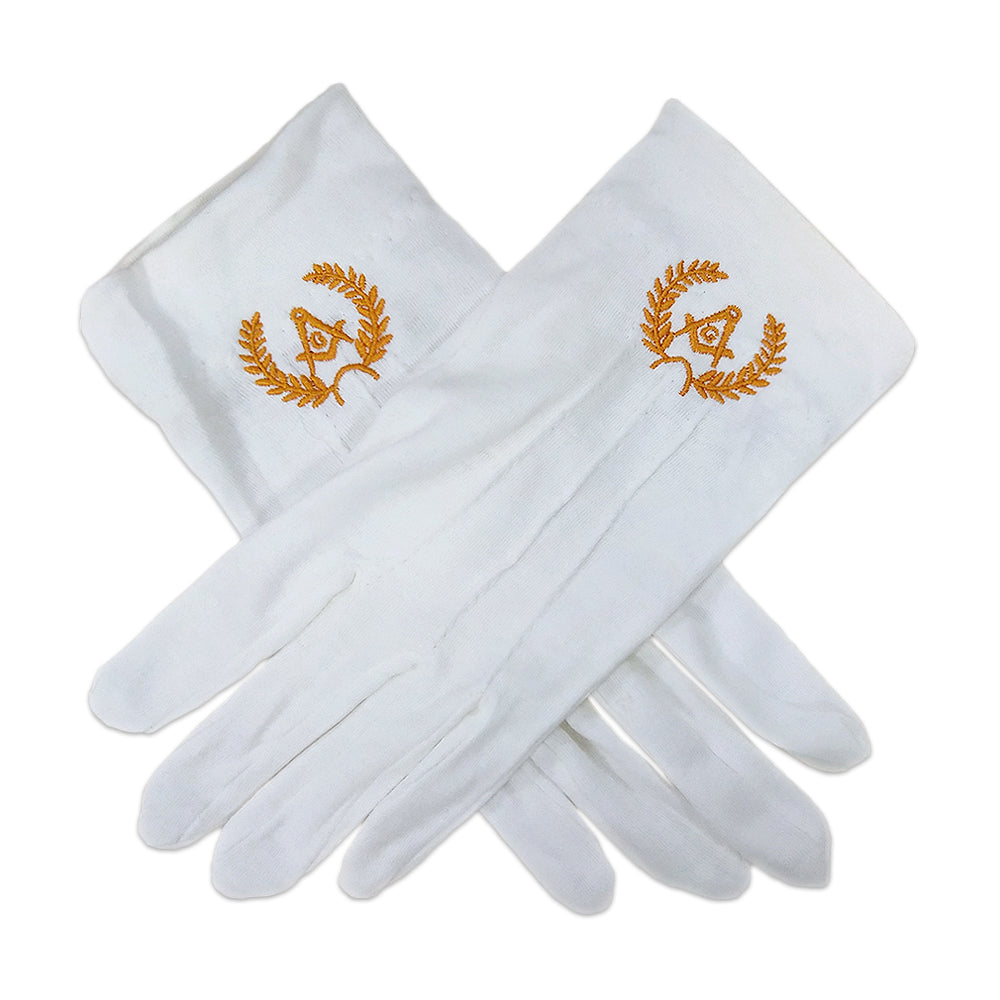 Masonic Yellow Square & Compass White Gloves mysite