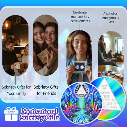 Personalized Colorful Crystal River Sobriety Coin mysite