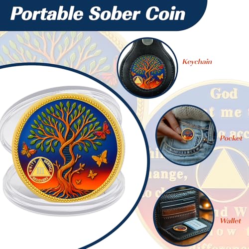 Pesonalized Tree of Life & Butterflies Sobriety Coin mysite