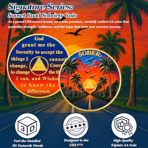 Personalized Sunset Road Sobriety Coin mysite